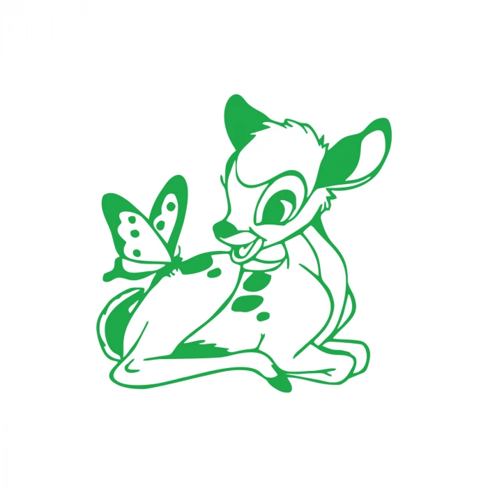 Ceylan Ve Kelebek Araba Sticker 17x17 Cm Yeşil