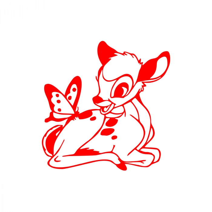 Ceylan Ve Kelebek Araba Sticker 17x17 Cm Kırmızı