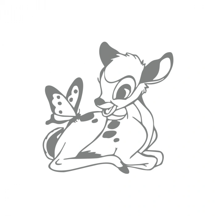 Ceylan Ve Kelebek Araba Sticker 17x17 Cm Gri