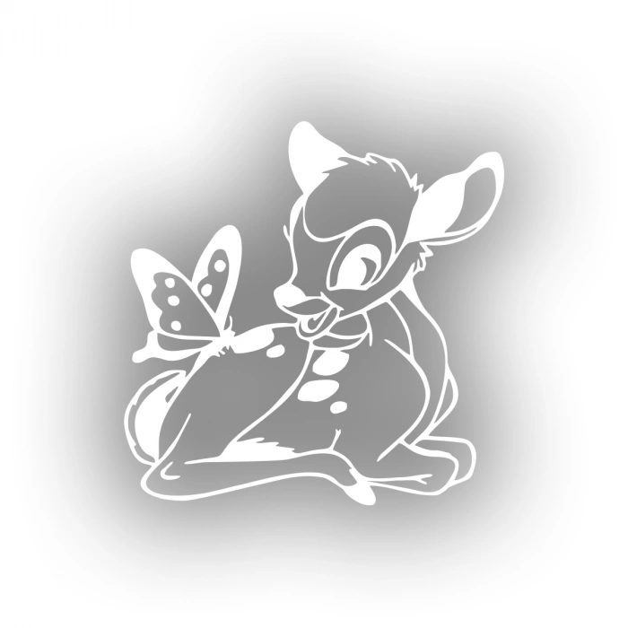 Ceylan Ve Kelebek Araba Sticker 17x17 Cm Beyaz