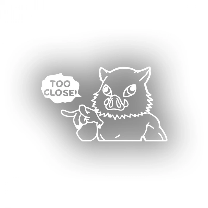 Too Close Anime Araba Sticker 17x17 Cm Beyaz