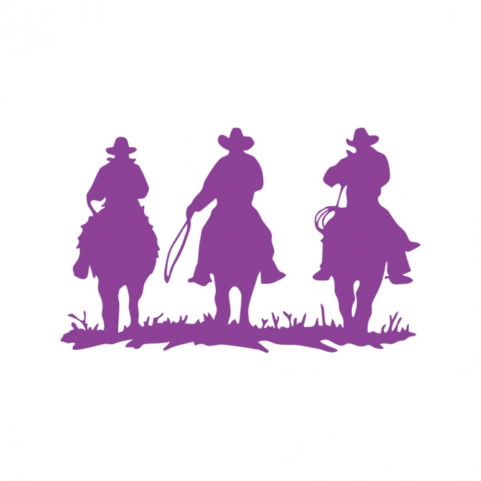 Kovboylar Araba Sticker 17x17 Cm Mor