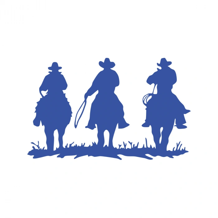 Kovboylar Araba Sticker 17x17 Cm Mavi