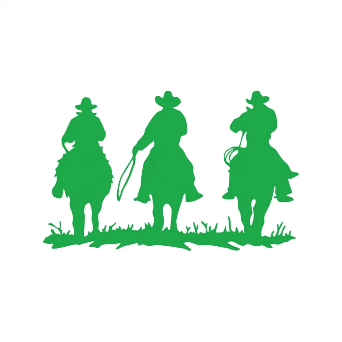 Kovboylar Araba Sticker 17x17 Cm Yeşil