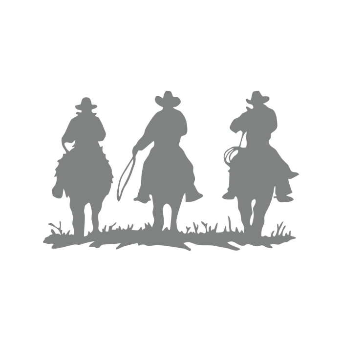 Kovboylar Araba Sticker 17x17 Cm Gri