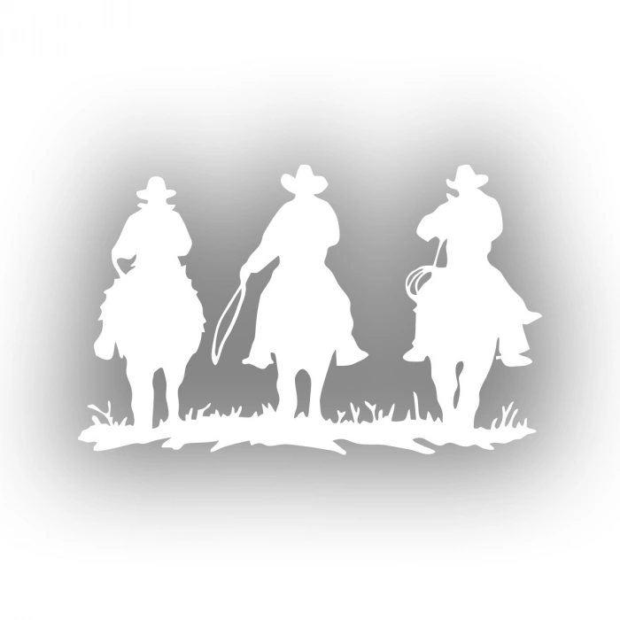 Kovboylar Araba Sticker 17x17 Cm Beyaz