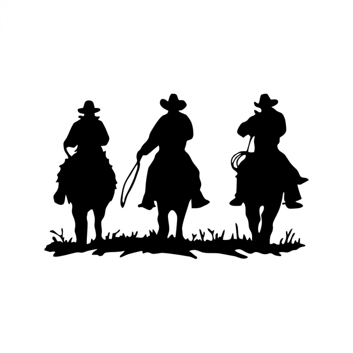 Kovboylar Araba Sticker 17x17 Cm Siyah