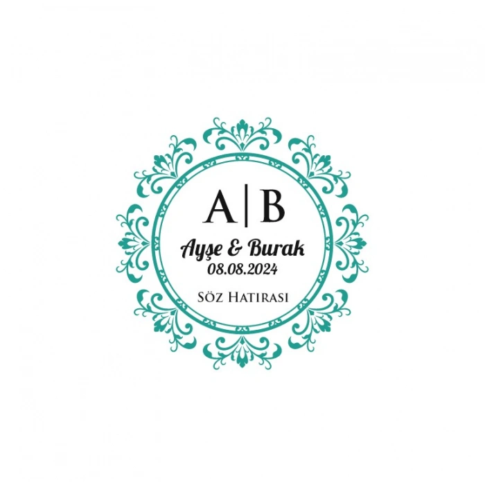 Üçlü Çerçeveli Kare Mühür Kına Nişan Düğün 3x3 cm özel etiket / 50 adet sticker