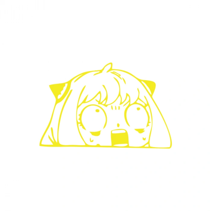 Anime Araba Sticker 17x17 Cm Sarı