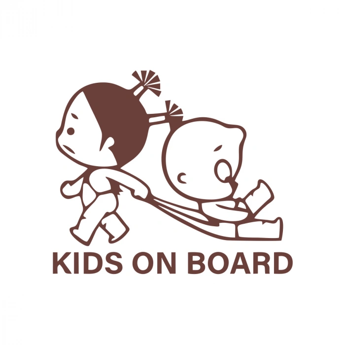 Kids On Board Araba Sticker  17x17 Cm Kahverengi