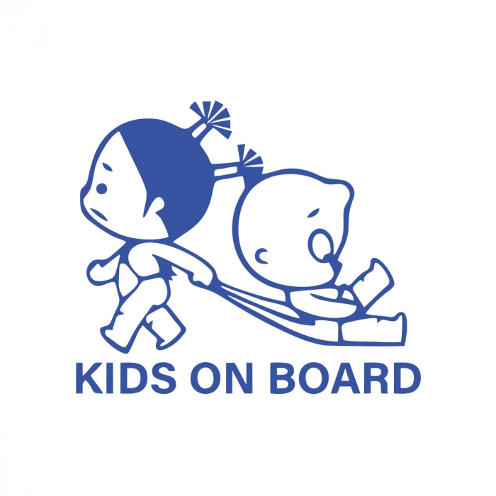 Kids On Board Araba Sticker  17x17 Cm Mavi