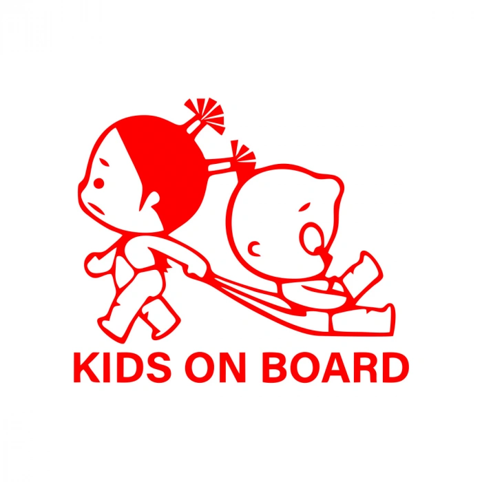 Kids On Board Araba Sticker  17x17 Cm Kırmızı