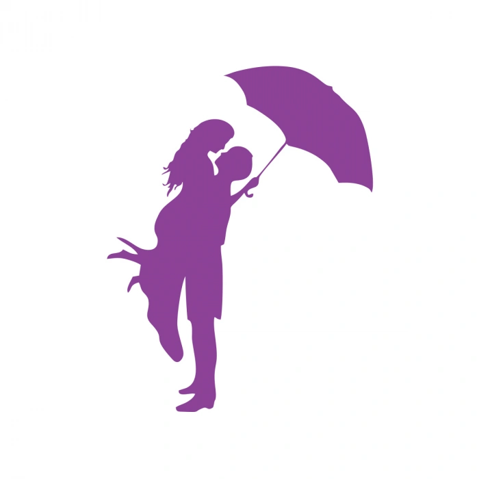 Romantik Araba Sticker 17x17 Cm Mor