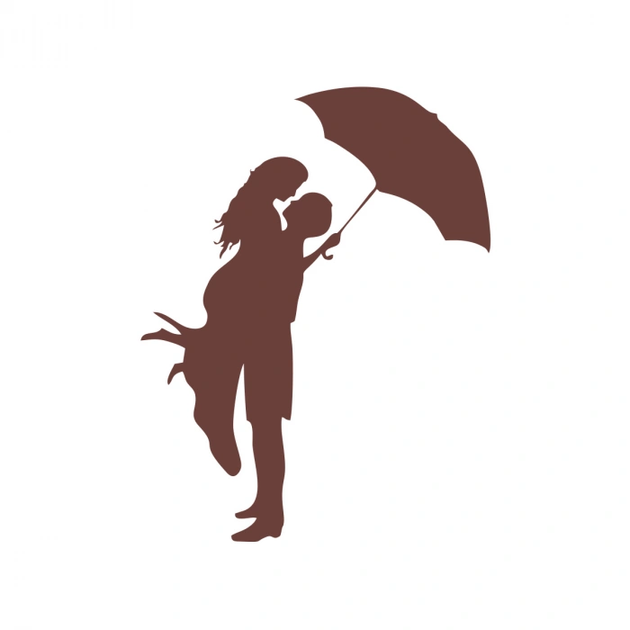 Romantik Araba Sticker 17x17 Cm Kahverengi