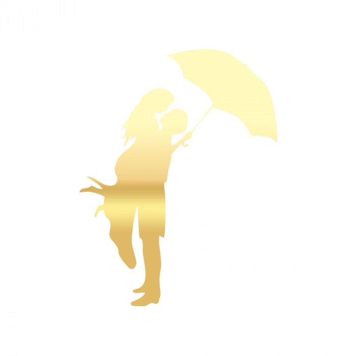 Romantik Araba Sticker 17x17 Cm Gold