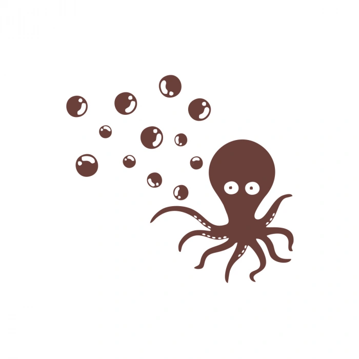 Kabarcıklar ve Ahtopot Araba Sticker 17x17 Cm Kahverengi