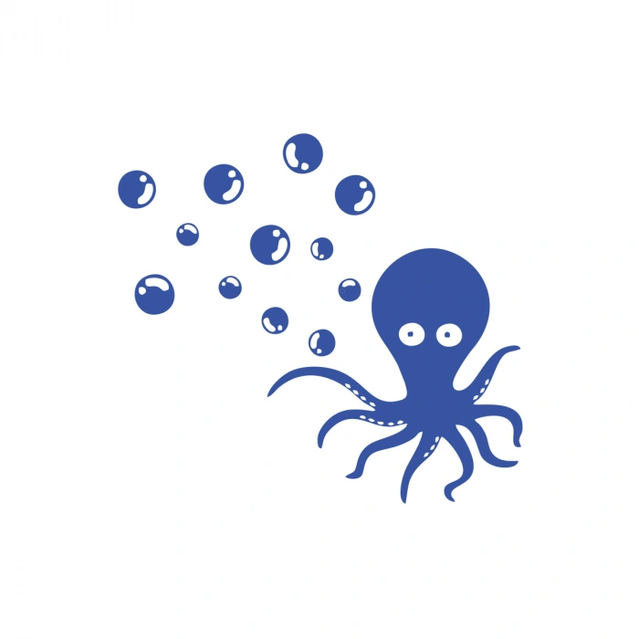 Kabarcıklar ve Ahtopot Araba Sticker 17x17 Cm Mavi