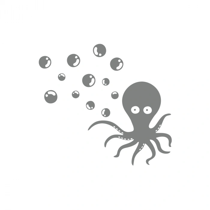 Kabarcıklar ve Ahtopot Araba Sticker 17x17 Cm Gri