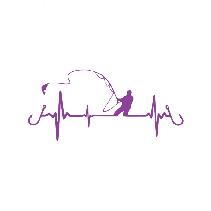 Balıkçılık Araba Sticker 17x17 Cm Mor