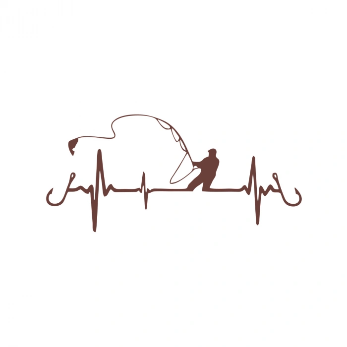 Balıkçılık Araba Sticker 17x17 Cm Kahverengi