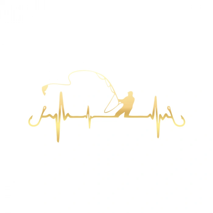 Balıkçılık Araba Sticker 17x17 Cm Gold