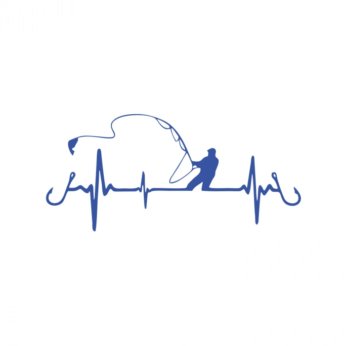 Balıkçılık Araba Sticker 17x17 Cm Mavi