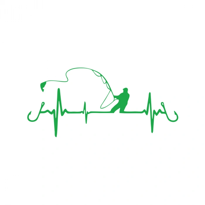 Balıkçılık Araba Sticker 17x17 Cm Yeşil