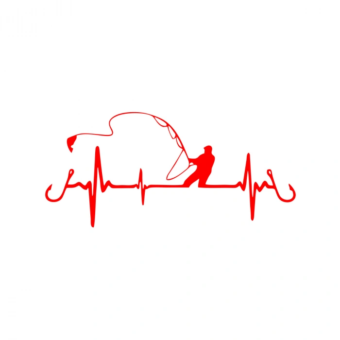 Balıkçılık Araba Sticker 17x17 Cm Kırmızı