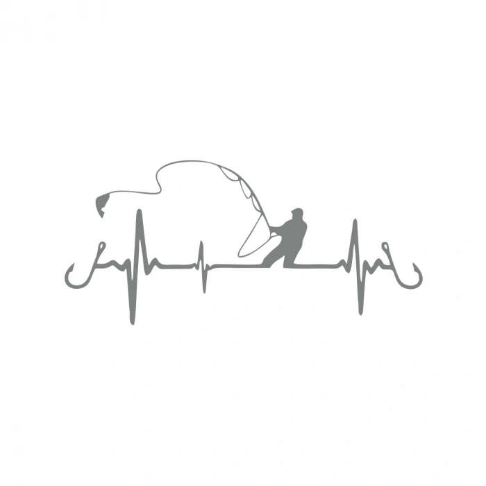 Balıkçılık Araba Sticker 17x17 Cm Gri