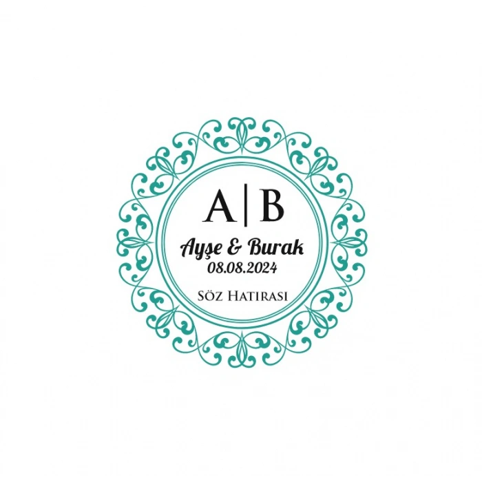 Kalın Çerçeveli Kare Mühür Kına Nişan Düğün 3x3 cm özel etiket / 50 adet sticker