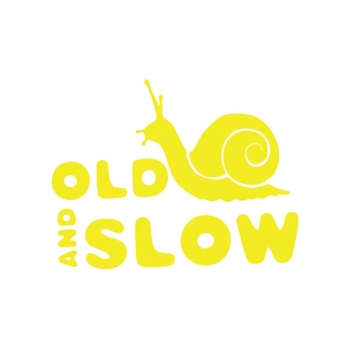 Old and Slow Salyangoz Araba Sticker 17x17 Cm Sarı