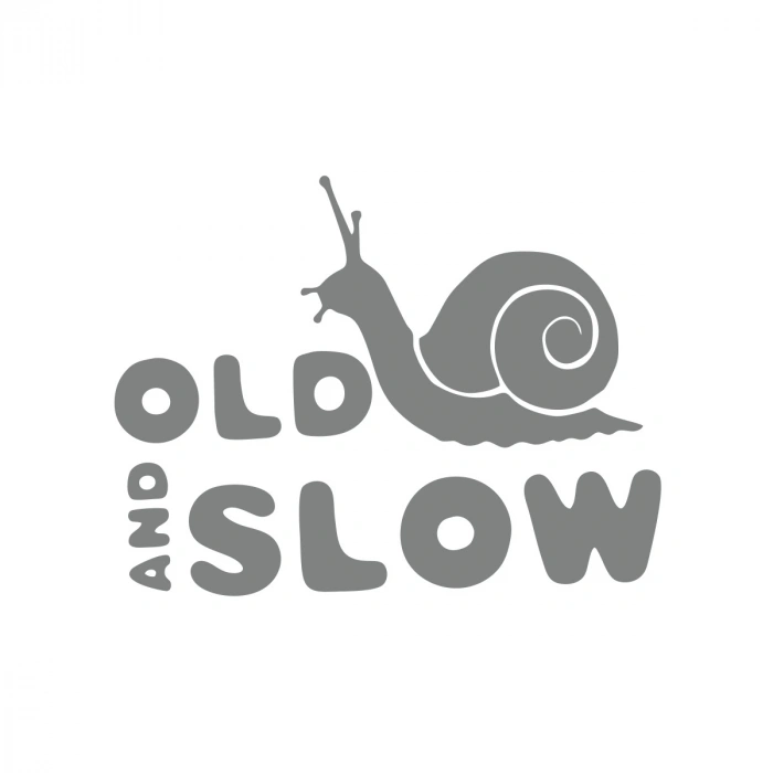 Old and Slow Salyangoz Araba Sticker 17x17 Cm Gri