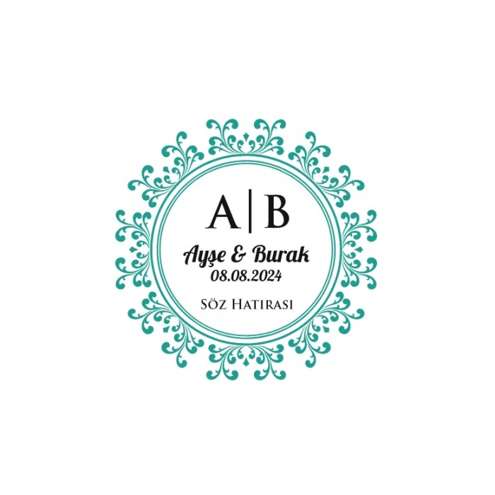 Örgülü Kenarlı Kare Mühür Kına Nişan Düğün 3x3 cm özel etiket / 50 adet sticker