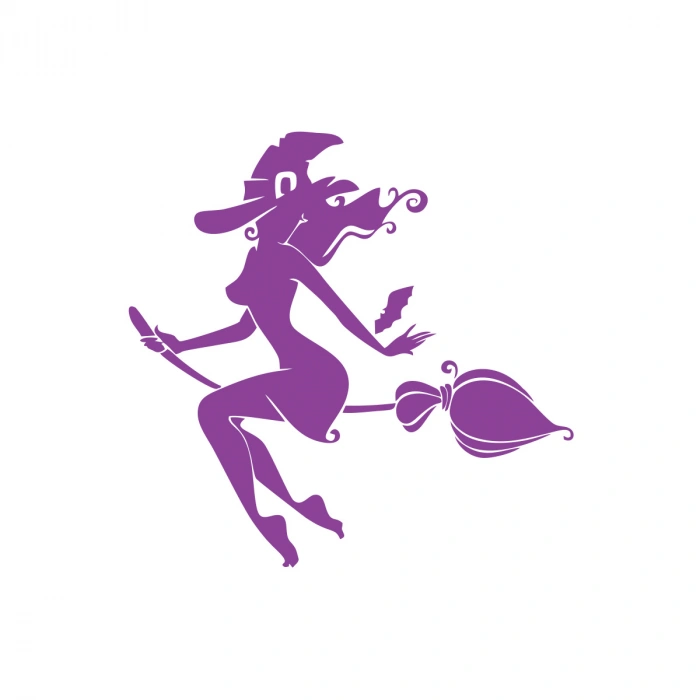 Cadı Araba Sticker 17x17 Cm Mor