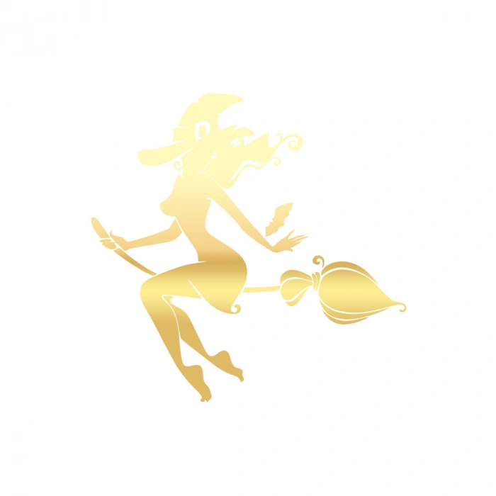 Cadı Araba Sticker 17x17 Cm Gold