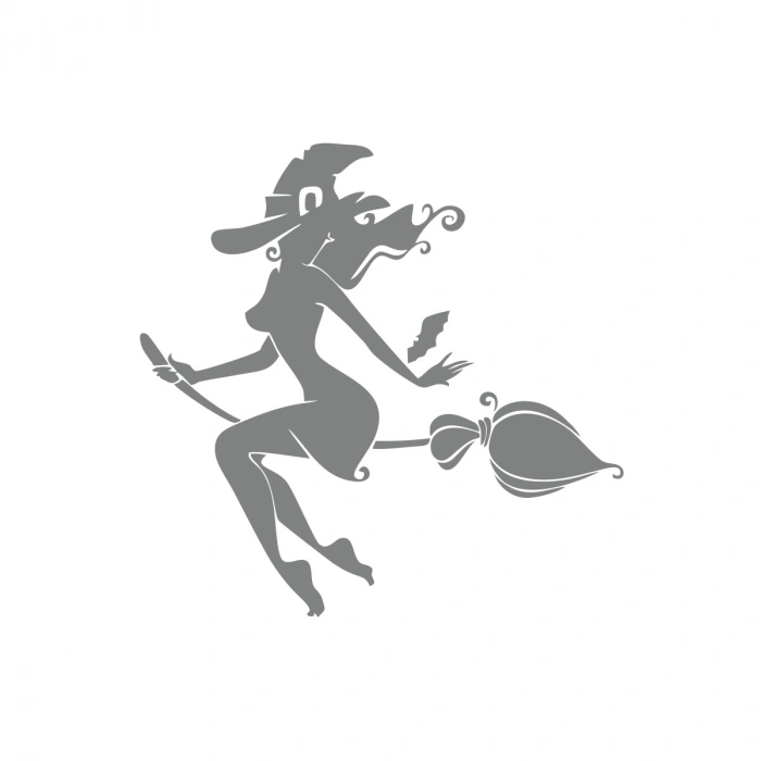 Cadı Araba Sticker 17x17 Cm Gri