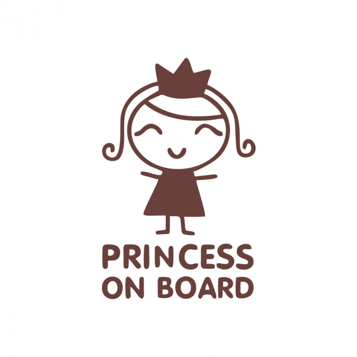 Princess On Board Araba Sticker 17x17 Cm Kahverengi