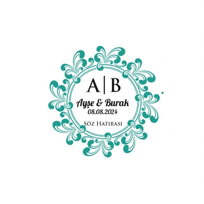 Orta Motifli Kare Mühür Kına Nişan Düğün 3x3 cm özel etiket / 50 adet sticker