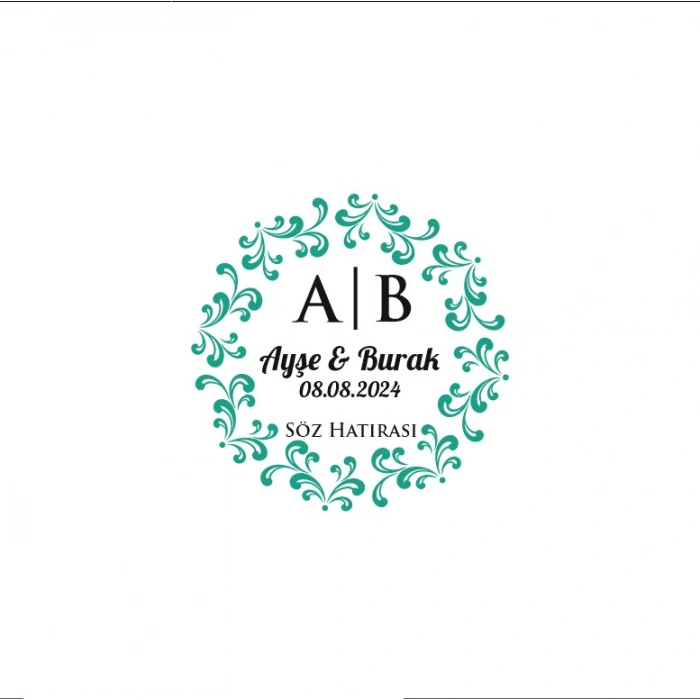 Çiçek Desenli Kare Mühür Kına Nişan Düğün 3x3 cm özel etiket / 50 adet sticker