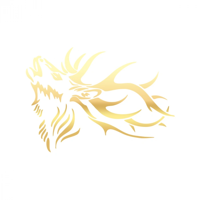 Geyik Araba Sticker 17x17 Cm Gold