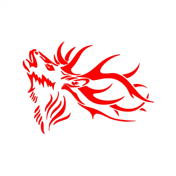 Geyik Araba Sticker 17x17 Cm Kırmızı