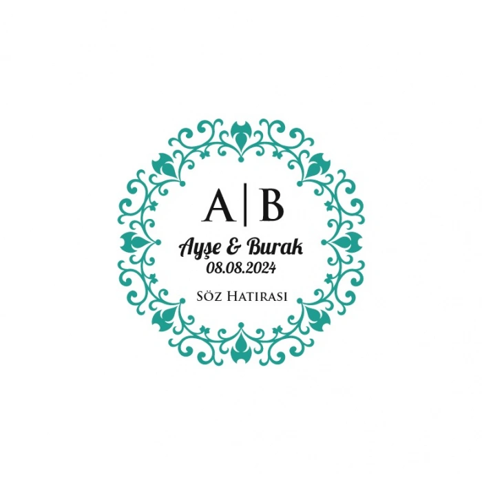 Çift Çizgili Kare Mühür Kına Nişan Düğün 3x3 cm özel etiket / 50 adet sticker