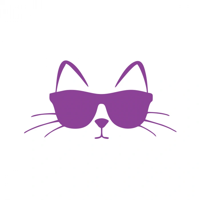 Güneş Gözlüğü Takan Kedi Araba Sticker 17x17 Cm Mor