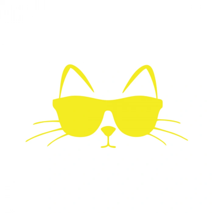 Güneş Gözlüğü Takan Kedi Araba Sticker 17x17 Cm Sarı