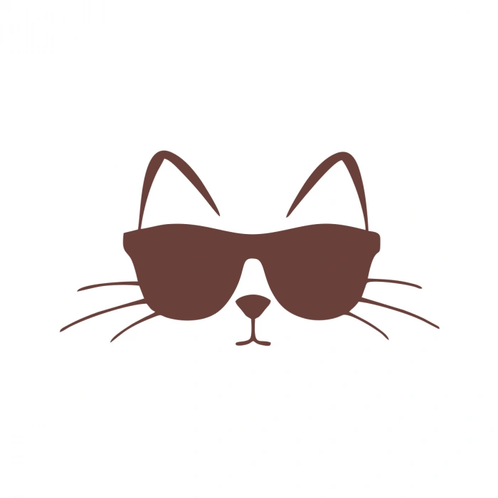 Güneş Gözlüğü Takan Kedi Araba Sticker 17x17 Cm Kahverengi