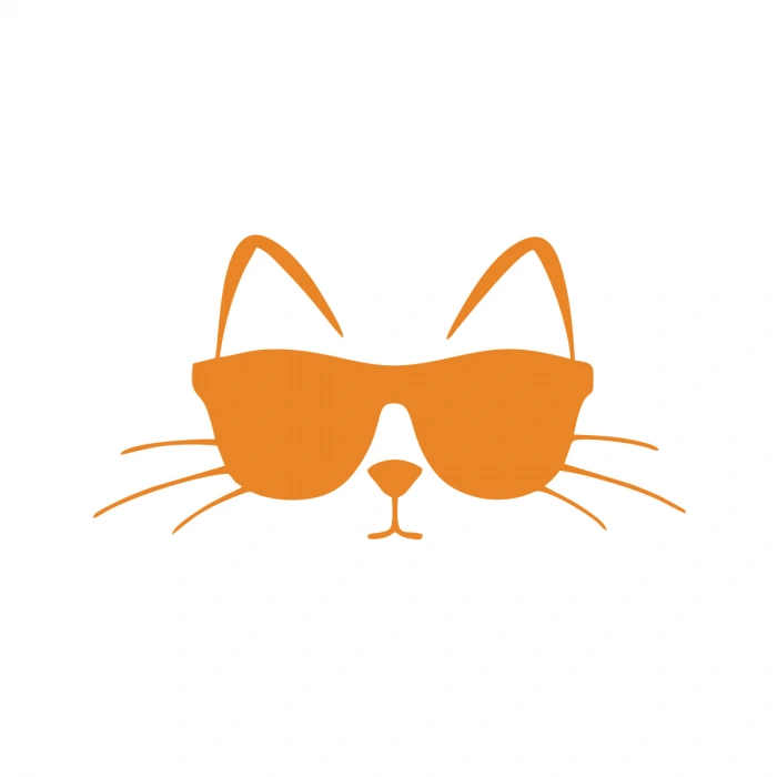 Güneş Gözlüğü Takan Kedi Araba Sticker 17x17 Cm Turuncu