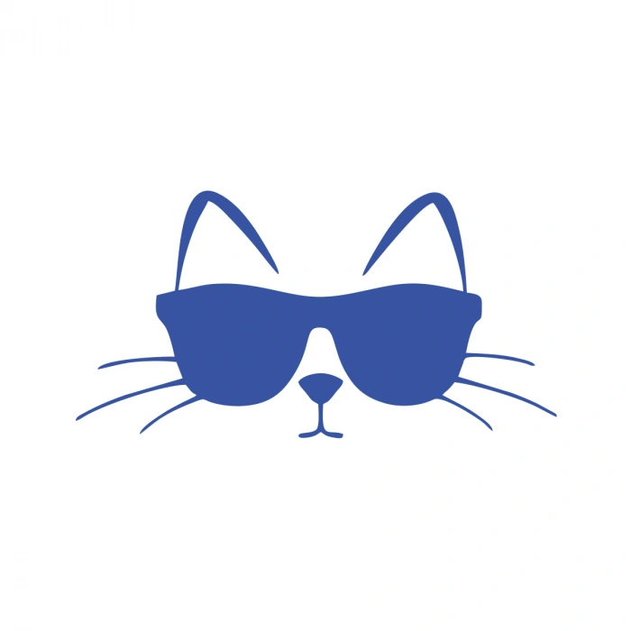 Güneş Gözlüğü Takan Kedi Araba Sticker 17x17 Cm Mavi