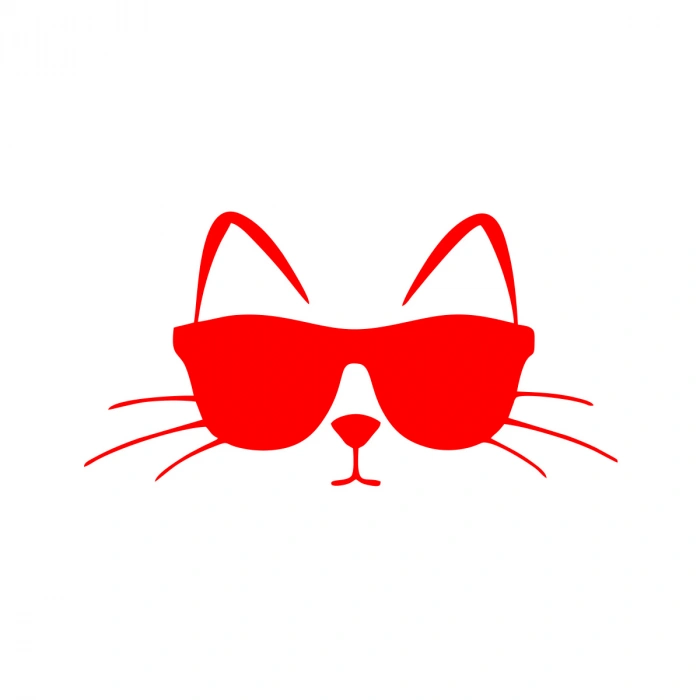 Güneş Gözlüğü Takan Kedi Araba Sticker 17x17 Cm Kırmızı
