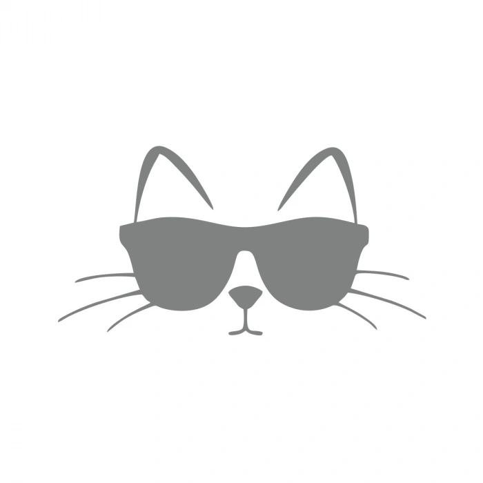 Güneş Gözlüğü Takan Kedi Araba Sticker 17x17 Cm Gri