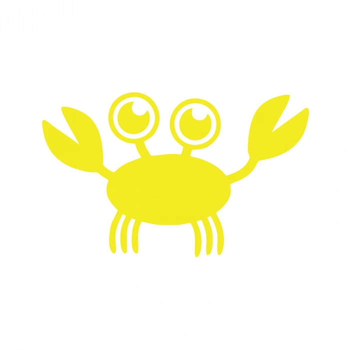 Sevimli Yengeç Araba Sticker 17x17 Cm Sarı